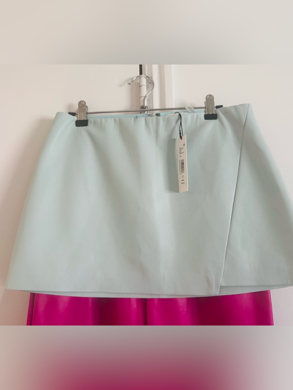 Alice+Olivia Light Faux Leather Mint Mini Skirt